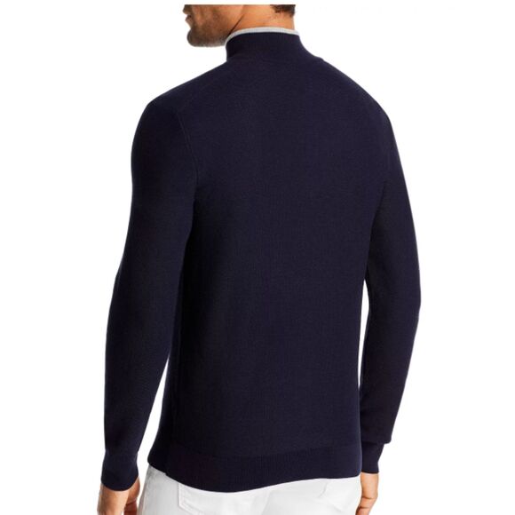 The Men's Store at Bloomingdale's Cotton Tipped Textured Birdseye Half Zip - Picture 2 of 3